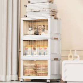 3Pcs Foldable Storage Bins with Lid Front Magnetic Door Collapsible Stackable Closet Organizer Containers with 4Pcs 360° Rotatable Wheels 8Pcs Small W (size: L 22.05x13x13in)