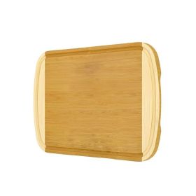 Two Tone Cutting Board with Side Handles & Juice Groove for Kitchen (Color: Natural, size: XL -  18" x 12")